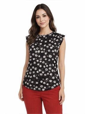 Floral Black and White Women's Top